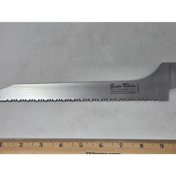 GUNTER WILHELM EXECUTIVE CHEF SERIES OFFSET BREAD KNIFE 440C GERMAN STEEL 10" - Picture 3 of 5